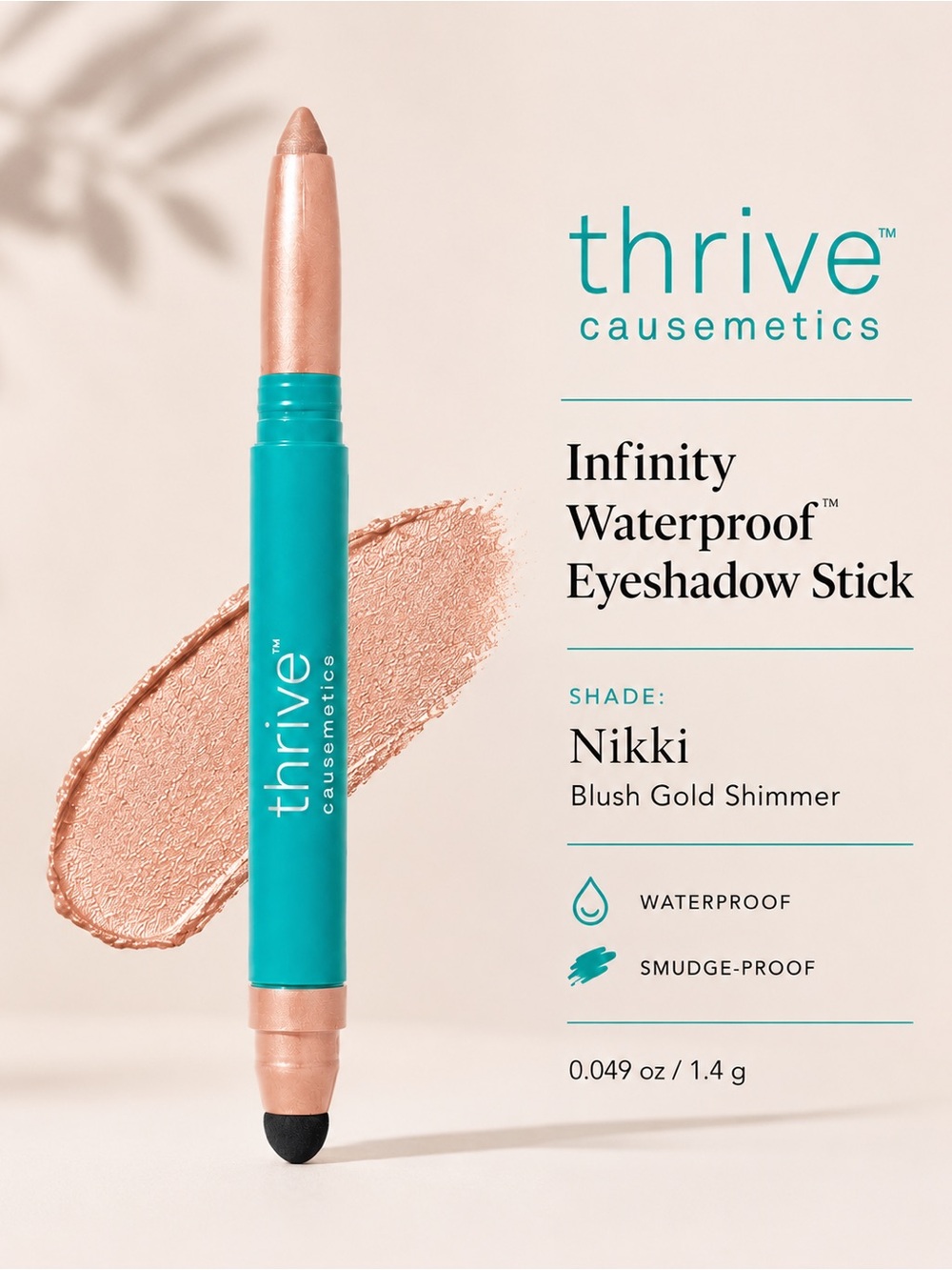 NEW/NIB Thrive Causemetics Infinity Waterproof™ Eyeshadow Stick in Shade Nikki